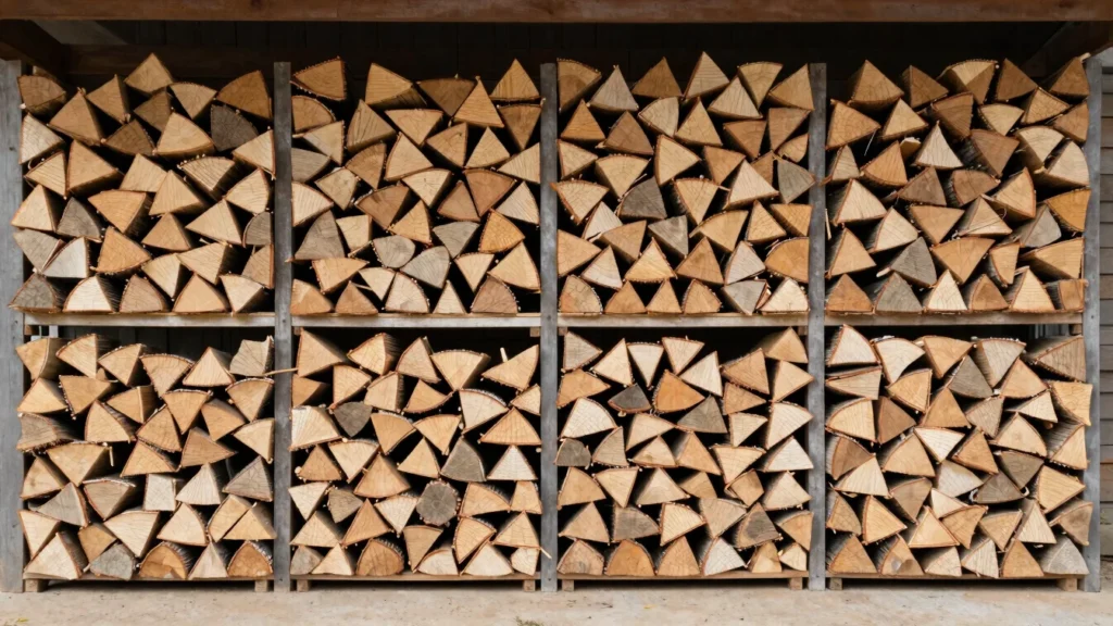 crates of seasoned alder firewood logs