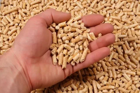 handful of hardwood bbq pellets